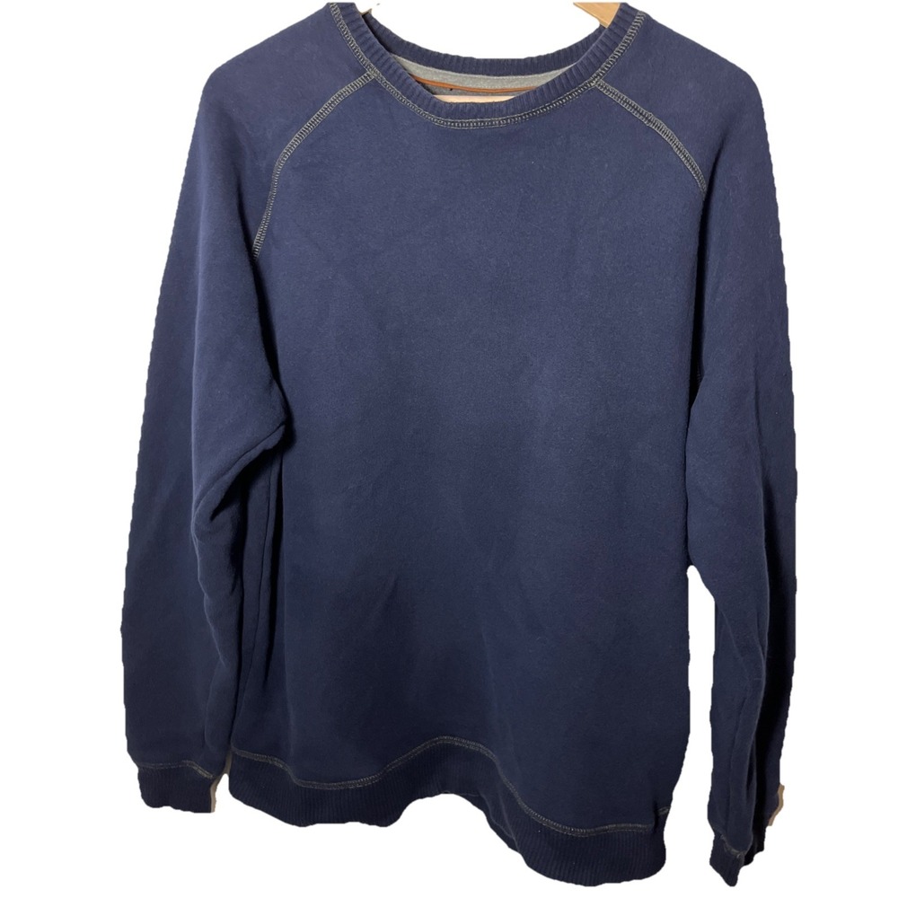 Outdoor Life Mens Navy Blue Crew Neck Raglan Sweatshirt Contrast Stitch Large